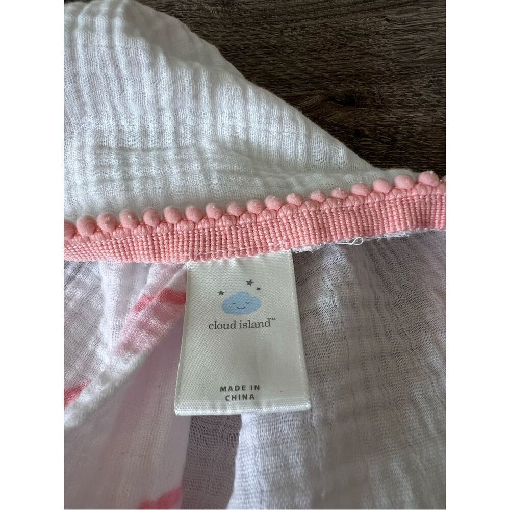 Cloud Island Muslin Baby Blanket -You are Loved- Pink Pom Poms - Picture 3 of 4